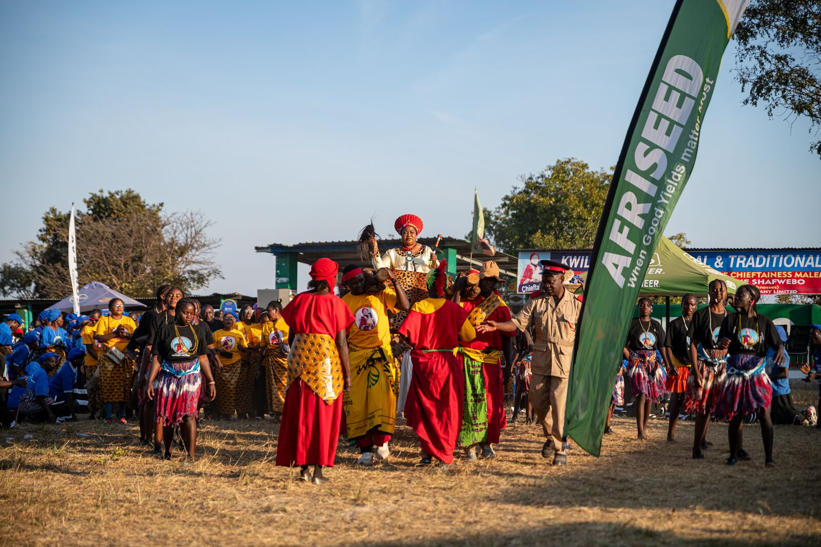 Traditional ceremony with dancers in colourful dress